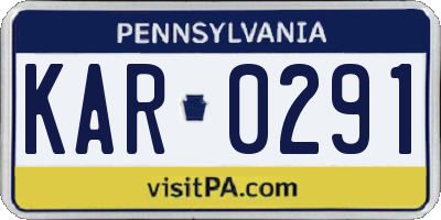 PA license plate KAR0291