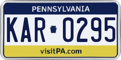 PA license plate KAR0295