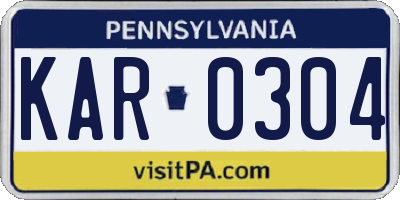 PA license plate KAR0304
