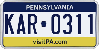 PA license plate KAR0311