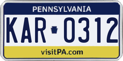 PA license plate KAR0312