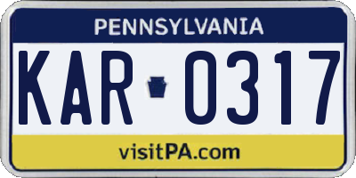 PA license plate KAR0317