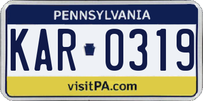 PA license plate KAR0319