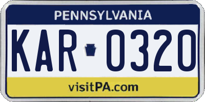 PA license plate KAR0320