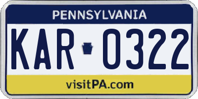 PA license plate KAR0322