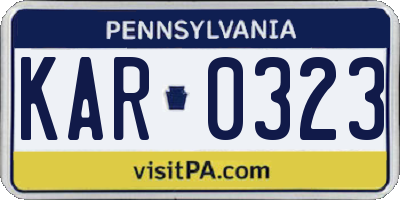 PA license plate KAR0323
