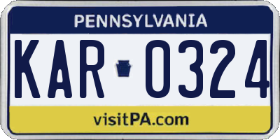 PA license plate KAR0324