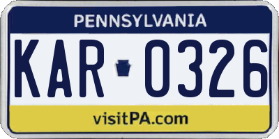PA license plate KAR0326