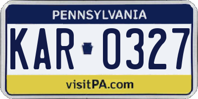 PA license plate KAR0327
