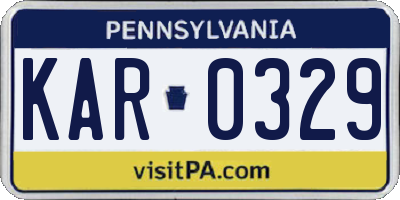 PA license plate KAR0329