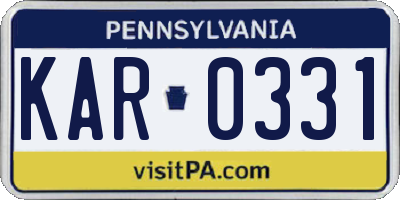 PA license plate KAR0331