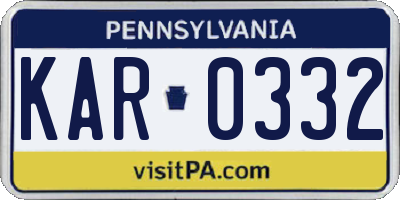 PA license plate KAR0332