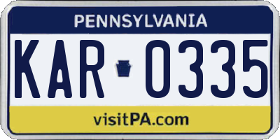 PA license plate KAR0335