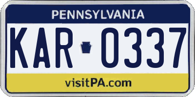 PA license plate KAR0337