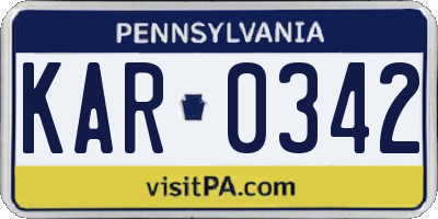PA license plate KAR0342