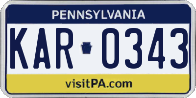 PA license plate KAR0343