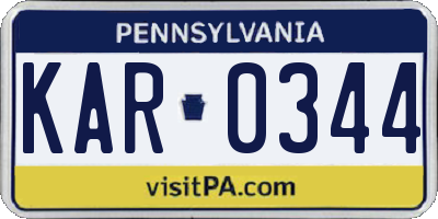 PA license plate KAR0344