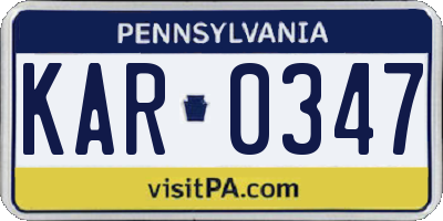 PA license plate KAR0347