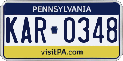 PA license plate KAR0348