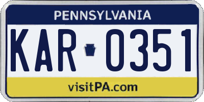 PA license plate KAR0351