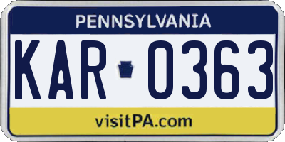 PA license plate KAR0363