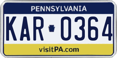 PA license plate KAR0364