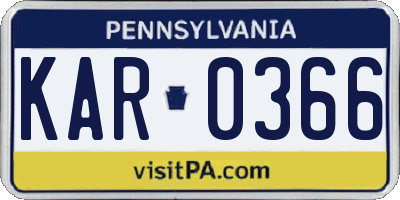 PA license plate KAR0366