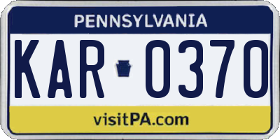 PA license plate KAR0370