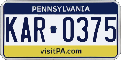 PA license plate KAR0375