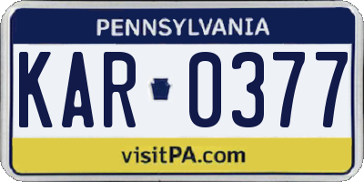PA license plate KAR0377