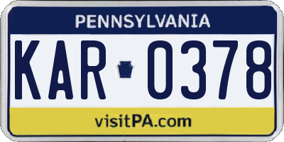 PA license plate KAR0378