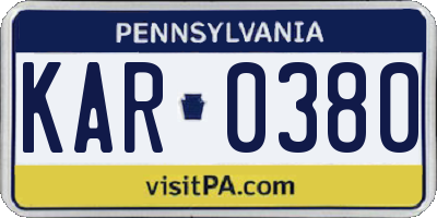 PA license plate KAR0380