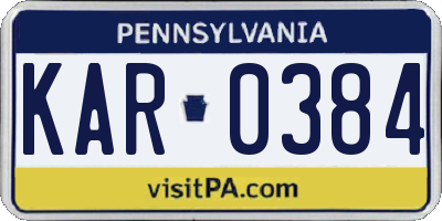 PA license plate KAR0384