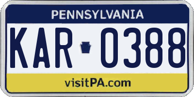 PA license plate KAR0388