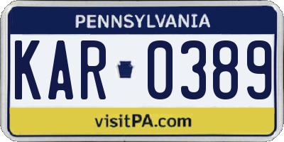 PA license plate KAR0389