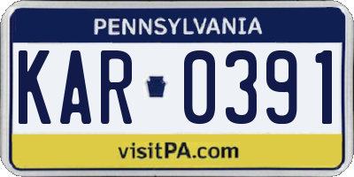 PA license plate KAR0391