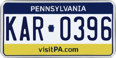 PA license plate KAR0396