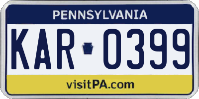 PA license plate KAR0399