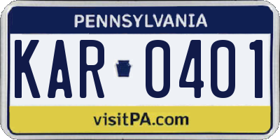 PA license plate KAR0401