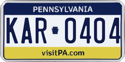 PA license plate KAR0404
