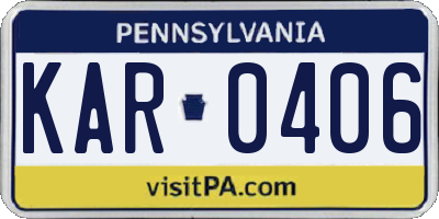 PA license plate KAR0406