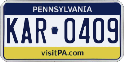 PA license plate KAR0409
