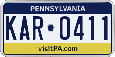 PA license plate KAR0411