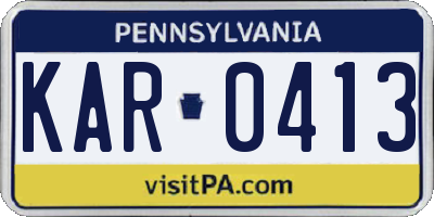 PA license plate KAR0413