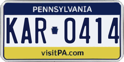 PA license plate KAR0414