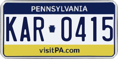 PA license plate KAR0415