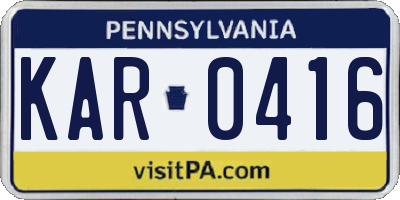 PA license plate KAR0416