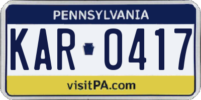 PA license plate KAR0417