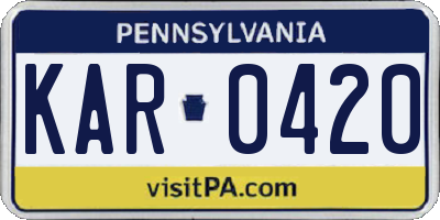 PA license plate KAR0420
