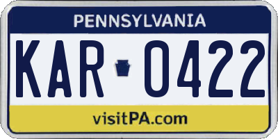 PA license plate KAR0422